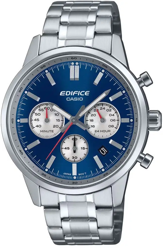 Casio EFR-575D-2ADF Edifice 10 ATM Suya Dayanıklı Tüm Fonksiyonları Aktif Çelik Kasa Çelik Kordon Metalik Renk Erkek Kol Saati