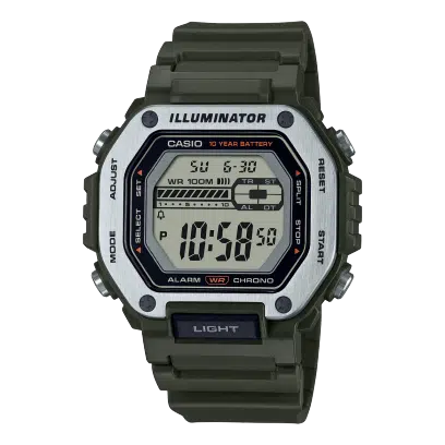 Casio MWD-110H-3AVDF Alarm Kronometre Takvim Özellikli 10 ATM Suya Dayanıklı Silikon Kordon Yeşil Erkek Kol Saati