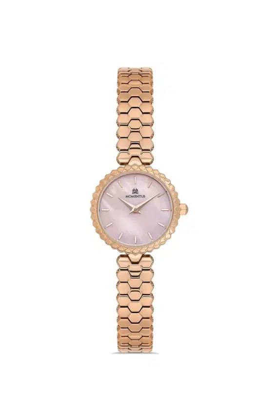 Momentus CW2324R-12SR Çelik Kasa Çelik Kordon 3 Atm Suya Dayanıklı RoseGold Kadın Kol Saati